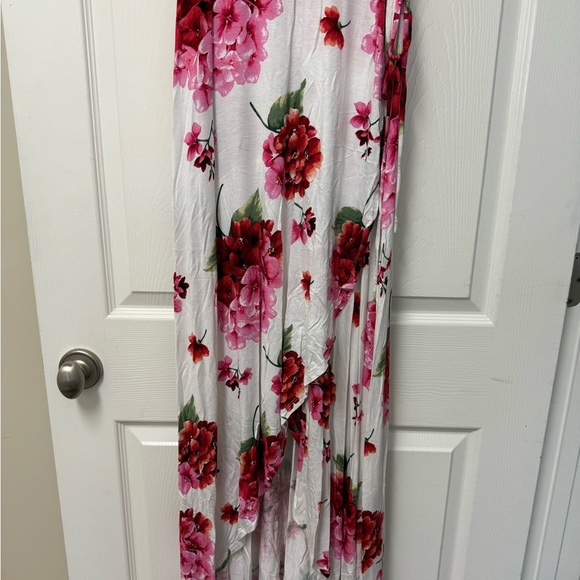 Forever 21 Pink Ruffled Wrap Maxi Dress Size S - Picture 3 of 11
